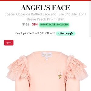 Angel’s face pink shirt new with tags size 10-11